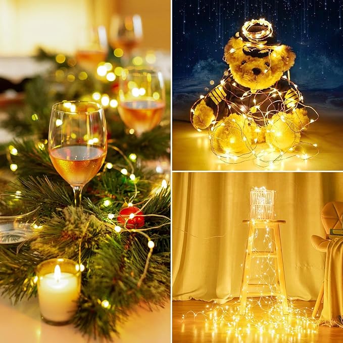 1Pack Warm White Fairy Lights Battery Operated with Remote, Waterproof 20FT 60LED Cuttable Twinkle Lights with Timer Indoor Outdoor, String Light for Bedroom, Classroom, Wedding, DIY, Christmas Décor