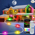 Smart Permanent Outdoor Lights for House, IP67 Waterproof, 54 Scene, 100ft with 60 RGB+IC Permanent Christmas Lights, for Halloween Christmas Work All Holiday Decor, Work with Google Assistant, Alexa
