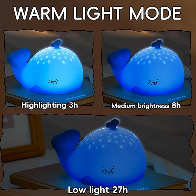 Whale Night Light, 7 Colors Dimmable Bedside Lamp, Touch Control Night Lamp with Timer Table Lamp, Used for Camping Party Room Decor (Whale)