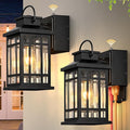 Outdoor Wall Light Fixtures with GFCI Outlet, Black 2-Pack Dusk to Dawn Outside Lighting Fixture, Waterproof Anti-Rust Exterior Lights Fixtures, Porch Light for Front Door, Garage, Backyard