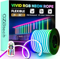 GZBtech RGB LED Neon Rope Lights 100FT/30M, AC 110-120V Waterproof Color Changing LED Rope Light with Remote Control, Dimmable Multi Color Strip Lighting for Indoor Outdoor Commercial Use, ETL Listed