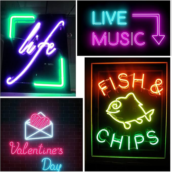 Ourbest EL Wire Lights Battery Powered, Wearable Led Wire Lights 5in1 neon String Light,DIY neon Sign kit Stay/Slow/Fast Flash Party Decoration 1M MUL