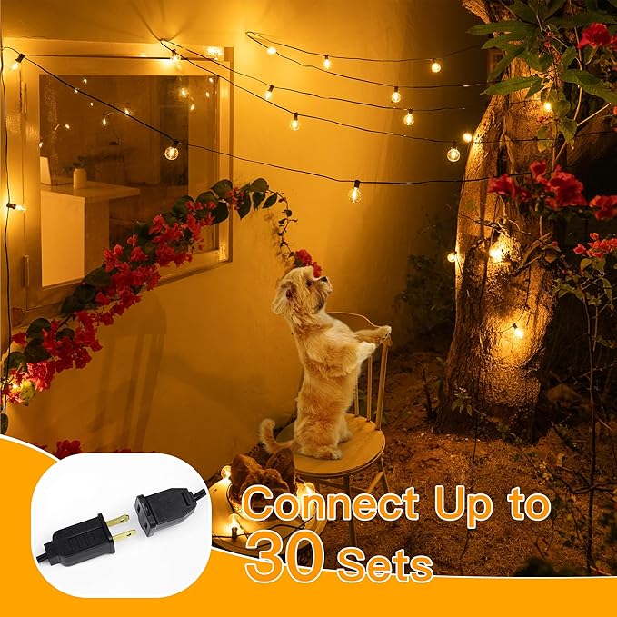 Ollny 19FT Outdoor String Lights, Waterproof Connectable Shatterproof Outside Light with 13 Edison + 1 Spare LED Bulbs Plug in, Patio Lights for Indoor Balcony Porch Camping Deck