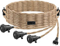 3 Light Plug in Pendant Light Cord, 25FT Hanging Lights with Plug in Cord, Hemp Rope Hanging Light Kit with 2 Way Switch, Farmhouse Pendant Light Kits DIY HangingLight