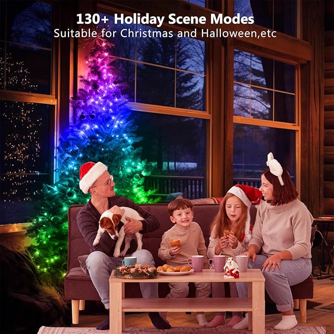 dalattin Led Lights 32.8ft,Smart RGB IIC Fairy Lights 100 LEDs,130+ Holiday Scene Modes,IP65 Waterproof&Sync with Music Led String Lights,New Year Valentine's Decor with App&Remote Control