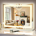 FENCHILIN Vanity Mirror with Lights, 22" x 19" Backlit + Front Lit Hollywood Makeup Vanity Mirror LED Strip with 3 Colors Modes Smart Touch for Dressing Room & Bedroom White