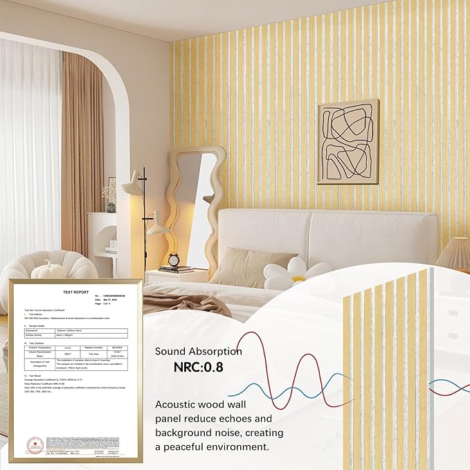 Wall Panels for Interior Wall Decor, 2-Pack Slat Wall Paneling, Oak Wood Veneer Acoustic Wall Panels - Wall Slats 12.6" W x 94.5