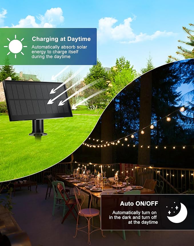 Solar String Lights Outdoor Waterproof 150FT with USB Port and 73 Shatterproof G40 Bulbs(3 Spare), LED Solar Powered Patio Lights for Outside, Porch, Backyard, Gazebo, Garden(Warm White)