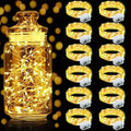Aogist 12 Pack Fairy Lights 3 Modes 7ft 20 LED Waterproof,Battery Operated Silver Wire Firefly Starry Moon Mini String Lights for Mason Jars Christmas DIY Crafts Wedding Party Bedroom,Yellow