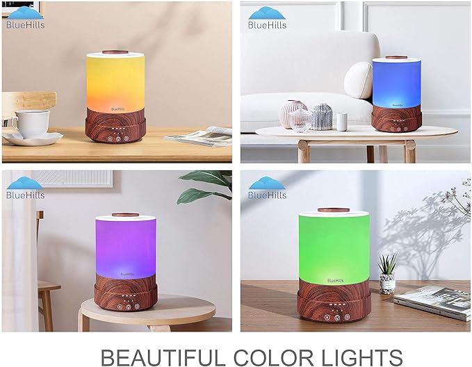 BlueHills Premium Set of 2 2500 ML Large Essential Oil Diffusers for Large Rooms High Mist Output XL Capacity 2.5 L Liter Humidifier Cool Mist Great Gift – Value Pack Dark Wood Grain