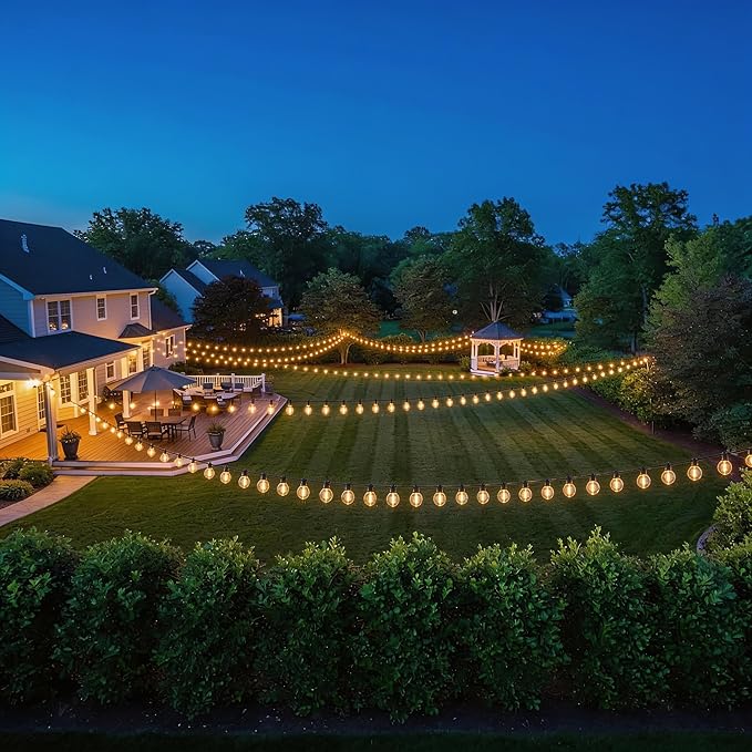 RTTY 300 FT Outdoor String Lights, Patio Light for Outside with 156 Shatterproof LED Globe Bulbs, Waterproof Connectable Dimmable Hanging Lighting for Cafe Bistro Market Backyard Porch, Warm White