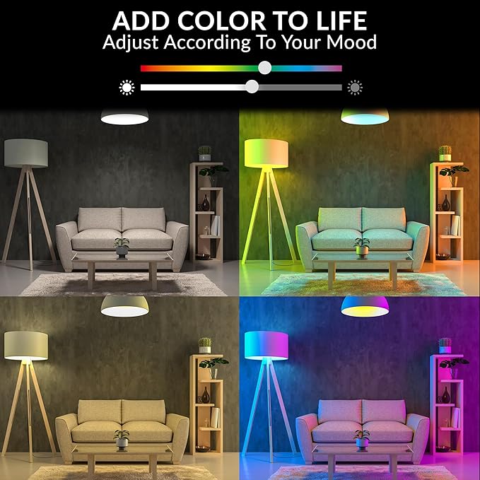 Himalayan Glow Color Changing LED Light Bulb, RGB Lights & Dimmable, WiFi Control Multicolor Bulb,Best for Home Décor, Compatible with Alexa, Google Home & Mobile App, 4 Count