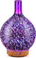 Porseme Essential Oil Diffuser 3D Glass Aromatherapy Ultrasonic Humidifier - 7 Color Changing LEDs, Waterless Auto-Off, Timer Setting, BPA Free 100ml Rose Gold Aladdin