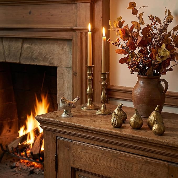 Handcrafted Cast Iron Fig Shaped Home Décor Set of 5 - Vintage Gold-Finished Tabletop Sculptures for Living Room, Office, and Shelf Display, Unique Art Sculptures for Modern and Rustic Home Interiors