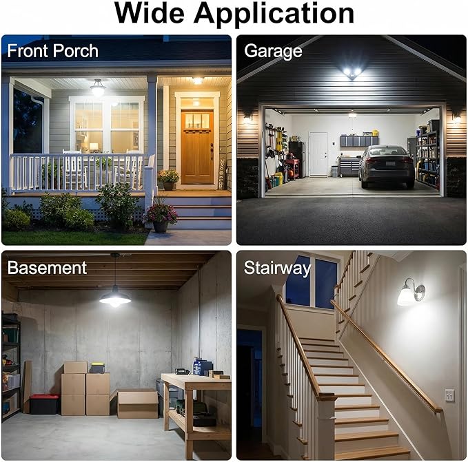 12W Motion Sensor Light Bulbs (100W Equivalent), 5000K Daylight, Motion Activated Light Bulb with Dusk to Dawn Sensor for Outdoor & Indoor,Porch, Stairs, Hallway, 4-Pack