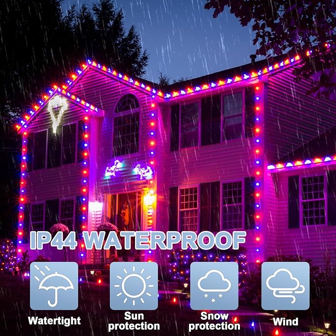 LAMPHOME Purple and Orange Halloween Lights, 99Ft 300LED Mini String Lights, Fairy Lights Connectable Christmas Tree Lights Decorations for Outdoor Indoor Patio Home Party Garden Yard Decor