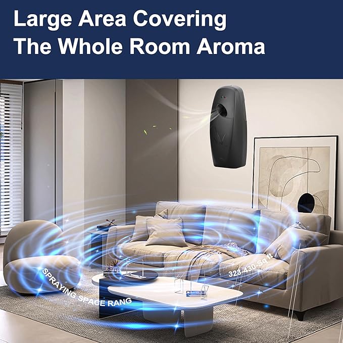Automatic Wall Mount/Free Standing Air Freshener Dispenser Auto Fragrance Dispenser Programmable Aerosol Spray Perfume Dispenser for Hotel, Bathroom, Office, Commercial Place (Black)