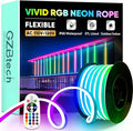 GZBtech RGB LED Neon Rope Lights 33FT/10M, AC 110-120V Waterproof Color Changing LED Rope with Remote Control, Dimmable Multi Color Strip Lighting for Indoor Outdoor Commercial Use, ETL Listed
