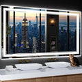 55"x30" LED Bathroom Mirror with Anti-Fog, Stepless Dimmable Lights, 3 Color Modes, Shatter-Proof Tempered Glass,Waterproof Design