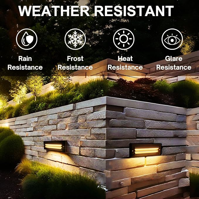 ZONK LED Outdoor Indoor Stair Lights, 6W 120V Landscape Pathway Step Lights, 10Inch 3000K Non-dimmable IP65 Waterproof Staircase Light, Deck Lighting, Retaining Wall Lights, Pack of 6