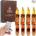 Halloween Candlesticks Flameless Taper Candle, 4pcs Printed LED Tapered Candles Remote Dipped Candle 6inch Battery Chandelier for Enchanting Weddings and Harry Potter Inspired Vigils(Hall)