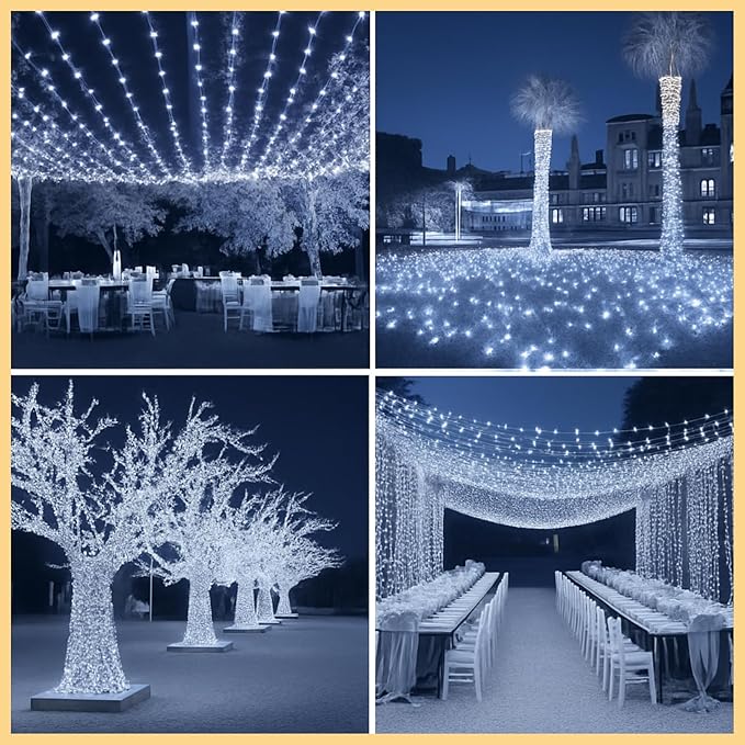 98FT 300LED Fairy Lights Clear Wire with Remote Control, 8 Modes String Lights with Timer Starry Twinkle Lights for Indoor Bedroom Party Christmas, Cold White
