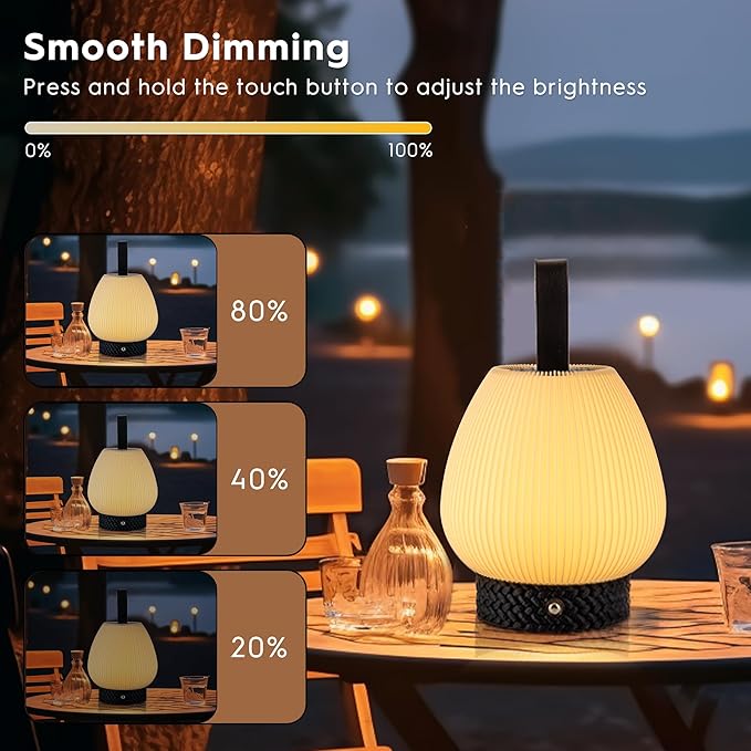 Touch Night Light, Dimmable Small Table Lamps, Rechargeable Portable Bedside Lamp for Bedroom, LED with Warm White Lights, Modern Nightstand Light for Living Room(Black)
