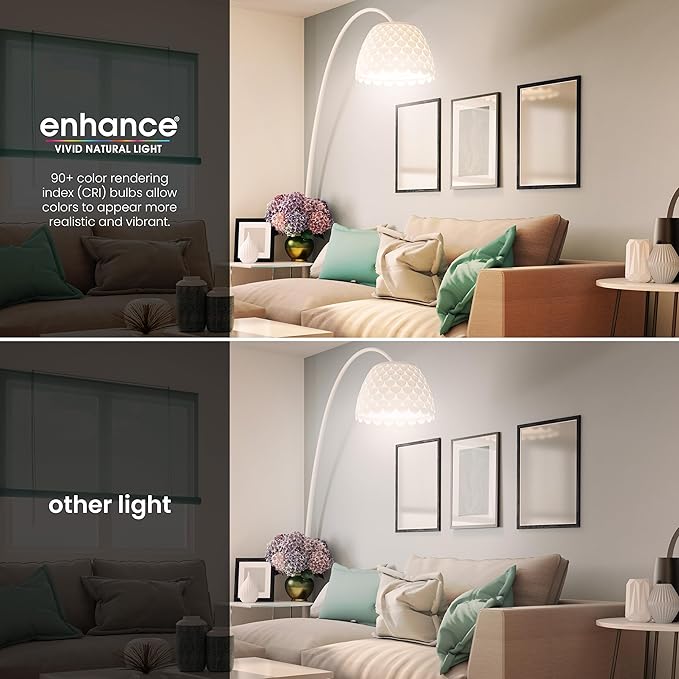 Feit Electric A19 LED Light Bulb, 60W Equivalent, Dimmable, 800 Lumens, E26 Medium Base, 5000K Daylight, CRI 90, 25,000 Hour Lifetime, UL Listed, Damp Rated, 4 Pack, OM60DM/950CA/4