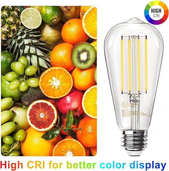 TJOY 20 Pack Vintage 8W ST58 LED Edison Light Bulbs, Dimmable, 60W Equivalent, 800Lumens, 2700K Warm White, E26 Base LED Filament Bulb, CRI80+, Antique Glass Style for Home, Bedroom, Office, Farmhouse