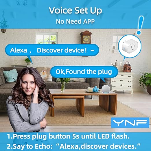 YNF Mini Smart Plug, Simple Setup with One Voice Command, Smart Plugs That Compatible with Alexa , Remote Control, Timer & Schedule, BLE Mesh Plug Requires Alexa Echo （4 Pack）