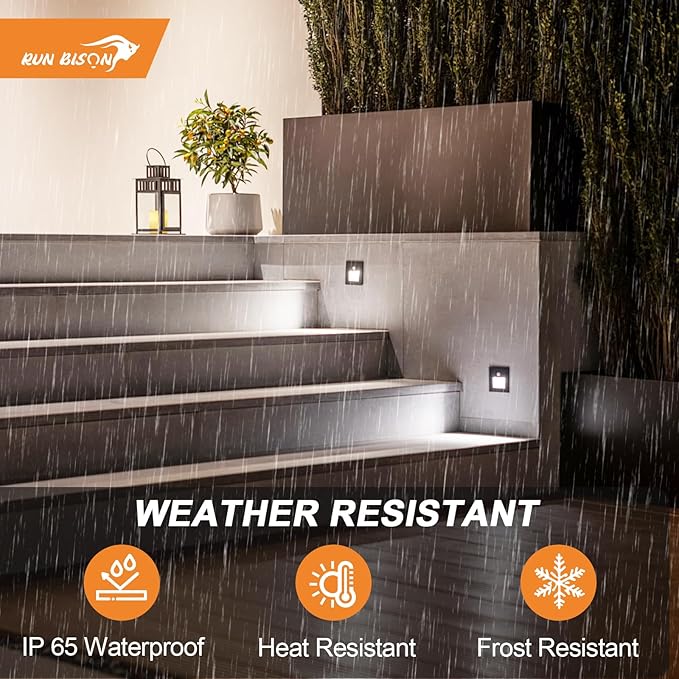 Horizontal LED Step Lights, Motion Sensor & Dusk to Dawn, IP65 Waterproof, 3000K-5000K Adjustable, 3W 120V Bronze Stair Lights Tread Lighting Indoor Outdoor, ETL Listed - 8PK