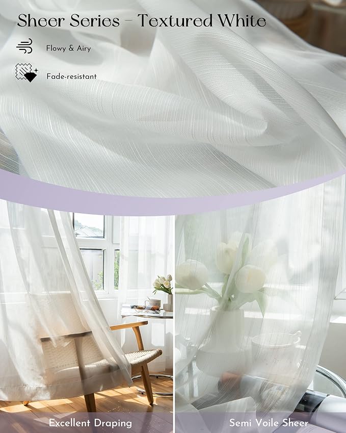 Graywind Hardwired Smart Curtains Motorized Sheer Curtains with Remote Alexa Google Control for Sliding Sheer Drapes One-Way or Split Draw Joinable Curtain Custom Width to 220" (Sheer Textured White)