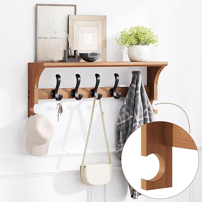 31.5" Bamboo Shoe Rack Bench with Coat Rack, 3-Tier Entryway Bench with Thick Cushion, Flip-Top & Side Baskets, Holds Up to 550 LBS for Hallway, Living Room, Bedroom