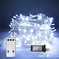 98FT 300LED Fairy Lights Clear Wire with Remote Control, 8 Modes String Lights with Timer Starry Twinkle Lights for Indoor Bedroom Party Christmas, Cold White