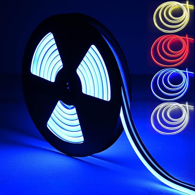 DELight AC 110-120V Waterproof IP65 Food Truck RGB 10ft Extension Neon Rope Lights with Remote Control & APP Music Sync Dimmable Cuttable Flexible LED Strip Lights Outdoor DIY Project DEL-D100R