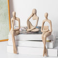 Gold Home Decor Thinker Statue Accents, Set of 3 Thinker Sculptures Office Decor Modern Abstract Resin Decoration on Shelf Table Desk for Living Room Office Bedroom Bookshelf Decor (Large Sandstone)