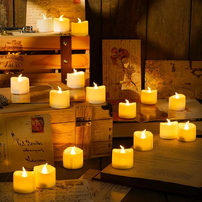 Da by LED Tea Light, Remote Control Tea Light, Electric Flashing Battery Powered LED Candle 1.5" x 1.5" for Wedding Party Halloween Christmas Home Decor 24pcs (Pack of 2)