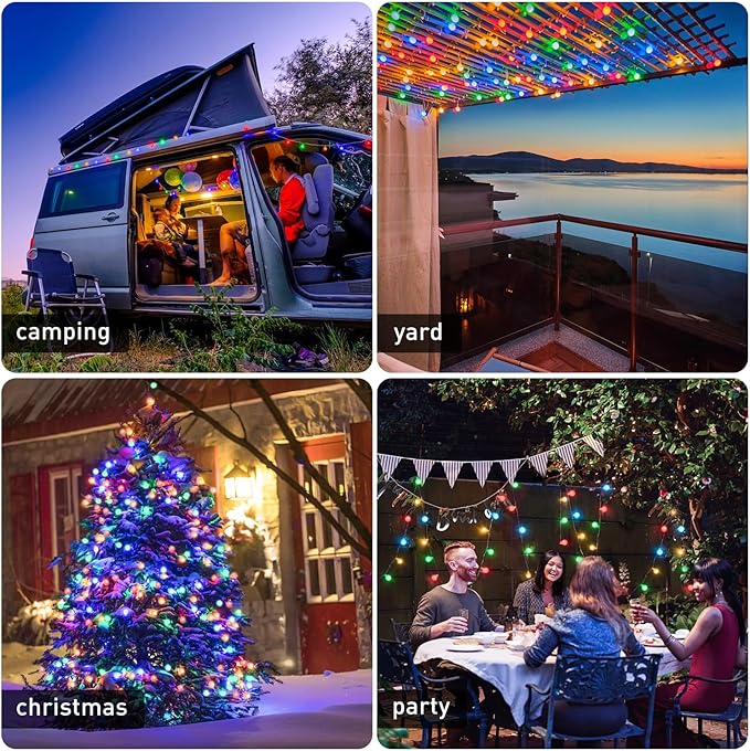 JMEXSUSS 100 LED Christmas Lights Indoor Plug in, 33ft 8 Mode Globe String Lights with Remote, Connectable Fairy Lights for Bedroom Room Tree Party Holiday Christmas Decoration (Multicolor)