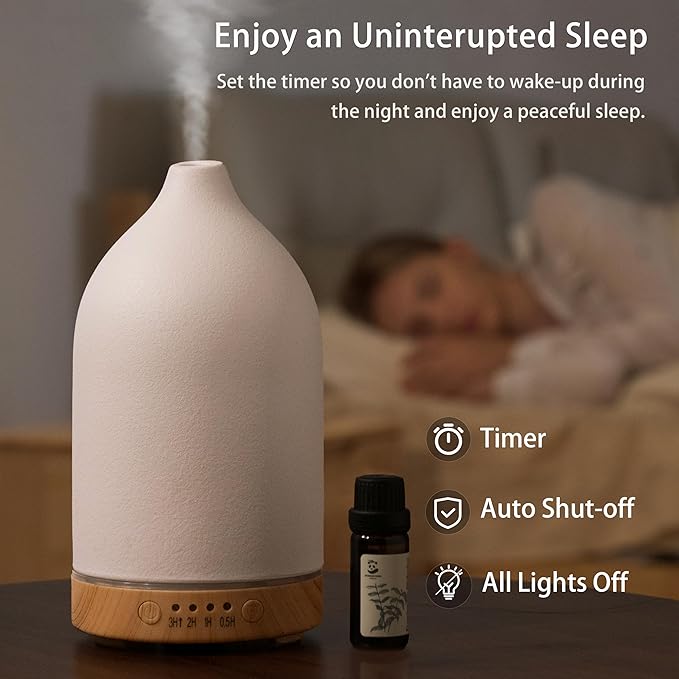 BOXING Essential Oil Diffuser, 3 in 1 Aromatherapy Diffusers for Home Large Room, 7 Colors of Night Light and Quiet for Bedroom, Fragrant Scent & Ceramic Gift Idea, Timer, Auto Shut-Off, 100ML, White