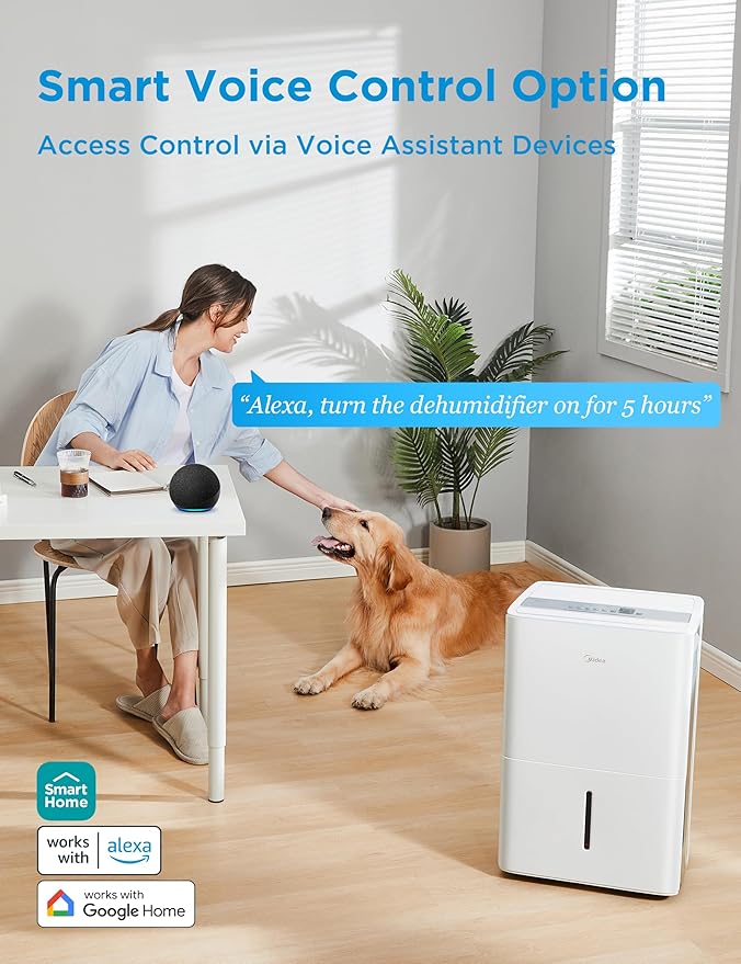 Midea 4,500 Sq. Ft.Dehumidifier for Basement, With Reusable Air Filter 50 Pint - Ideal For Basements, Large & Medium Sized Rooms, And Bathrooms (White)