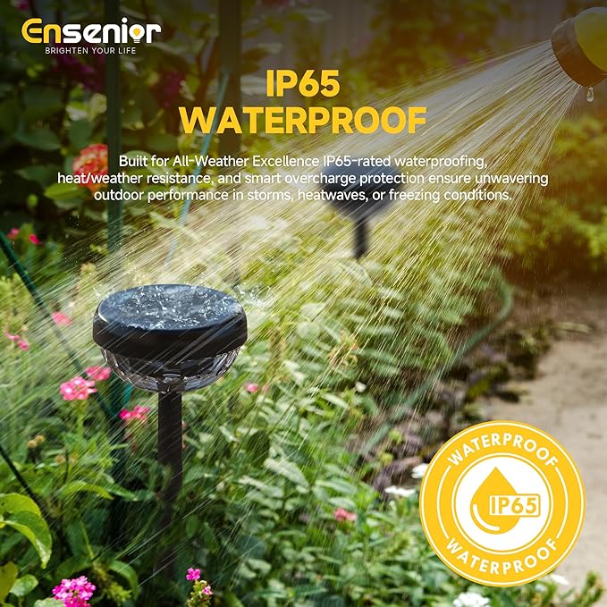 Ensenior 10-Pack Solar Lights Outdoor, Auto ON/Off 6500K LED Solar Garden Lights for Pathway, Yard, Patio, Walkway, Flower Bed, Halloween Christmas Landscape Lighting, IP65 Waterproof, Flag Lights