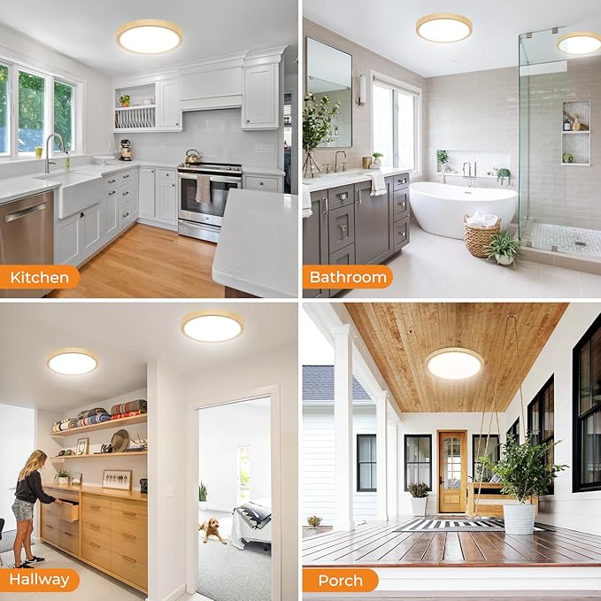 slochi 12Inch Flush Mount Ceiling Light Fixtures - 3Pack 3000K-4000K-6500K Flat Led Lights for Room Ceiling,Ultra Thin Round White Ceiling Lights for Living Room,Bedroom,Kitchen,Bathroom