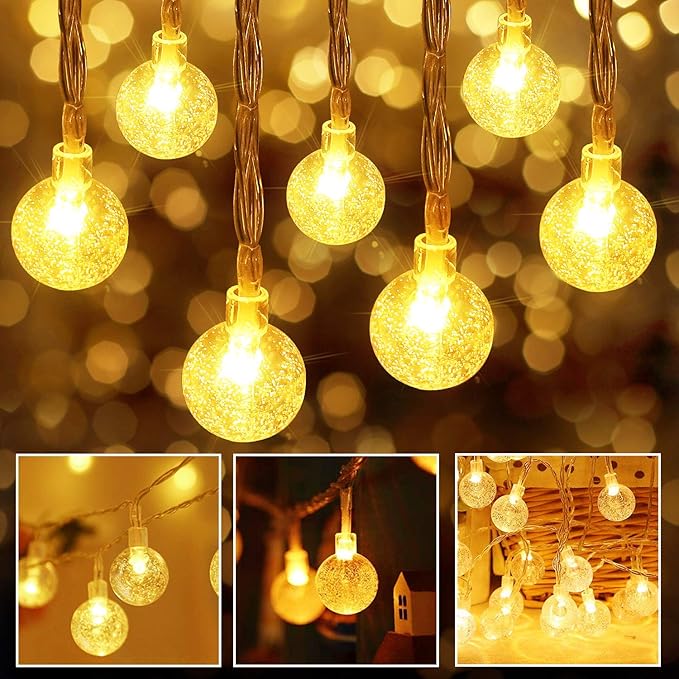 Merdeco Plug in 10ft 20 LED Globe String Lights Indoor Outdoor Decorative Fairy Lights Warm White for Birthday Party Wedding Anniversary Christmas