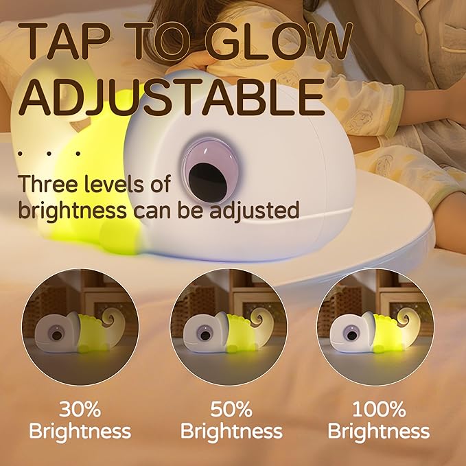Night Light for Kids, Cute Soft Silicone Chameleon Lamp, Dimmable Timer Nursery Portable Kawaii Lamps, Bedside Lamp for Baby Toddler Adult(Chameleon - Blue)
