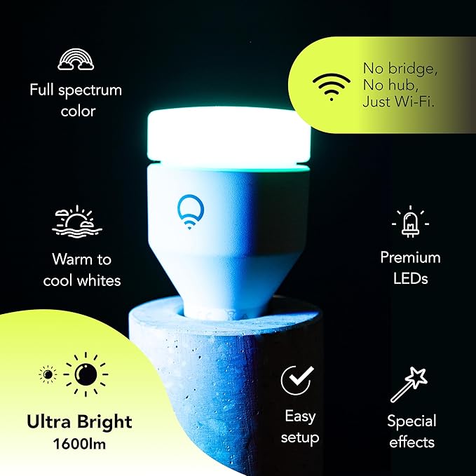 LIFX Color A21 Smart LED Light Bulb, 1600 Lumens Brightness, Wi-Fi RGBW Dimmable Bulb with Millions of Colors & Tunable White (Cool to Warm), Works with Alexa, Google & Apple HomeKit, LFXA211600RGBW