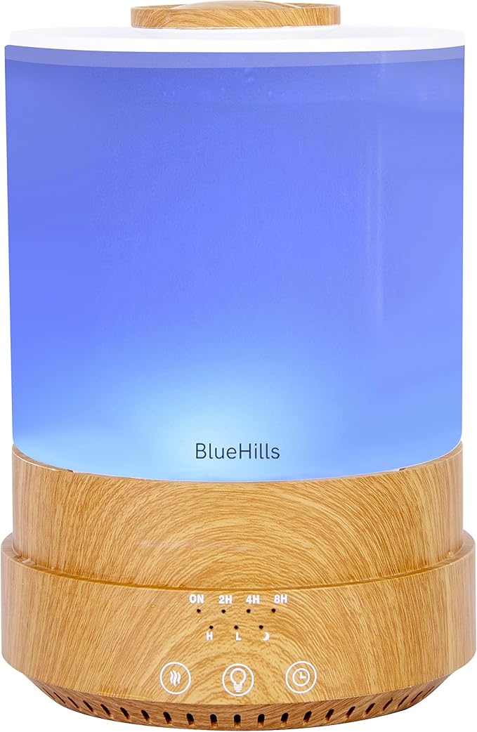 BlueHills Premium 2500 ML XL Essential Oil Diffusers for Large Room Aromatherapy Fragrance Diffuser Humidifier Combo High Mist Large air Diffuser for Essential Oils for Home Light Wood Grain F005