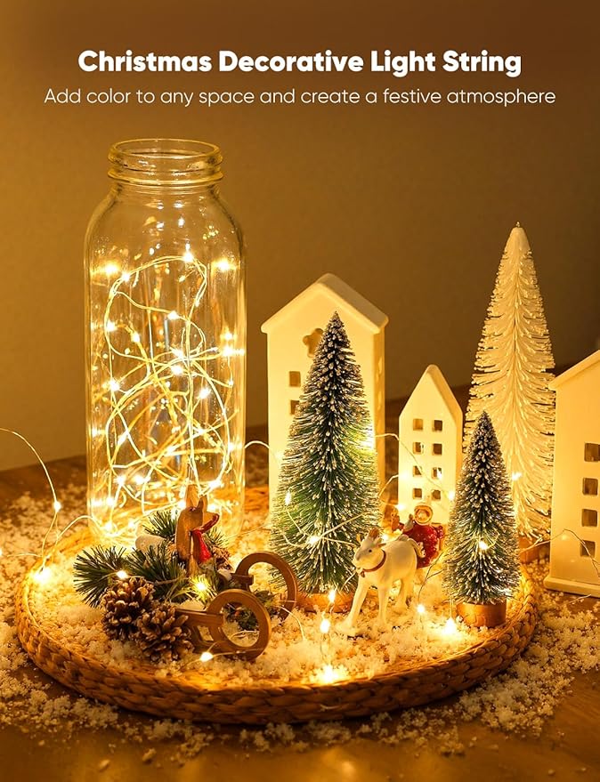 Minetom 30 Pack Fairy Lights Battery Operated String Lights 8 Modes, 7ft 20LED Warm White Waterproof Silver Wire Twinkle Lights, Firefly Starry Moon Lights for Mason Jars DIY Christmas Wedding Party