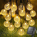 Metaku Solar String Lights for Outside, 36FT 60 LED Crystal Globe String Lights, Solar Powered Outdoor Lights with 8 Lighting Modes, Patio Hanging Lights for Garden, Camping and Party Décor Warm White