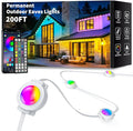 200FT Permanent Outdoor Lights, Smart RGB Eaves Lights with App/Remote Control, LED IP67 Waterproof Outdoor Lighting for Halloween Christmas Holidays Daily Party House Roof Lighting