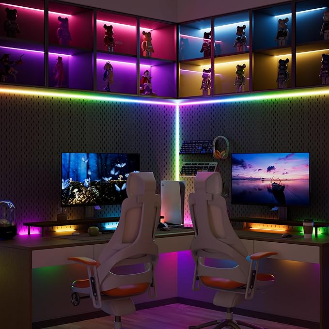 PAUTIX COB LED Strip Lights Pro, UL-Listed RGB Smart IC Chasing Color Addressable COB LED Tape Light, Music Sync Flexible RGB LED Lights, Smart Strip Light, for Party, Bedroom, Color Changing, 6.56ft